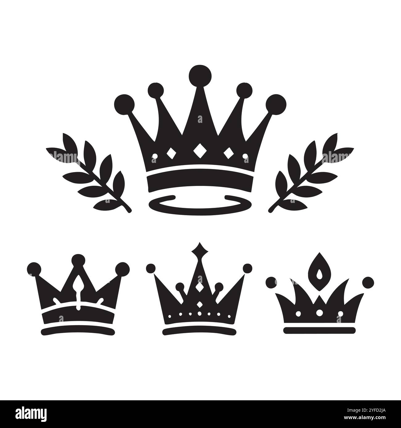 Silhouette set of crown on white background Stock Vector Image & Art ...