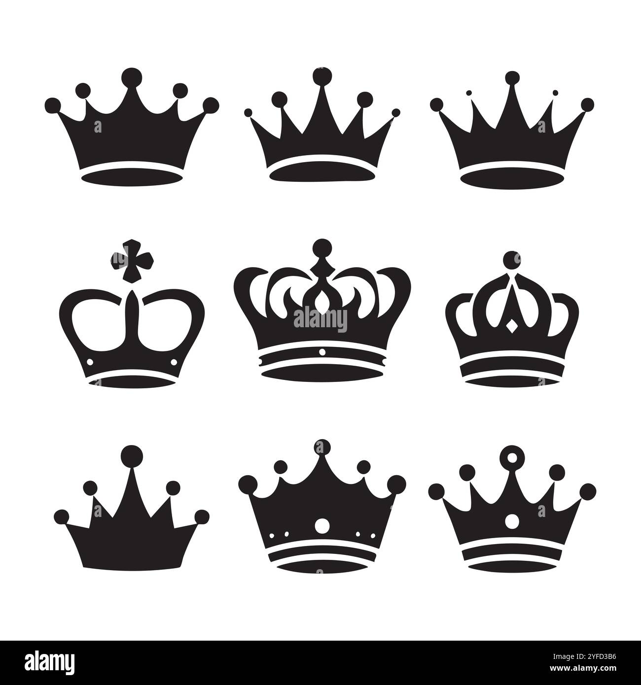 Silhouette set of crown on white background Stock Vector Image & Art ...