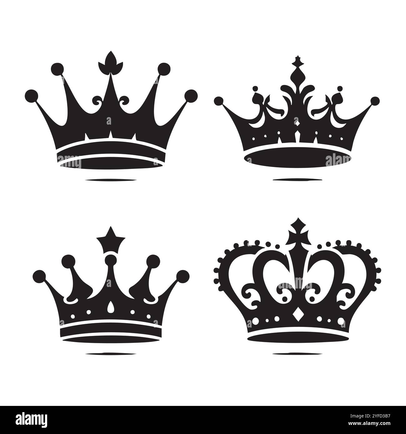 Silhouette set of crown on white background Stock Vector Image & Art ...