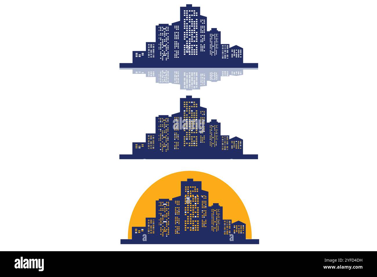 Vector sunset city skyline with modern buildings silhouette with ...