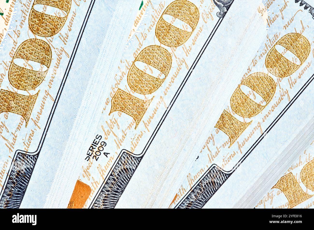 New US Dollar USD 2009 series bill bundles background for design. Many ...
