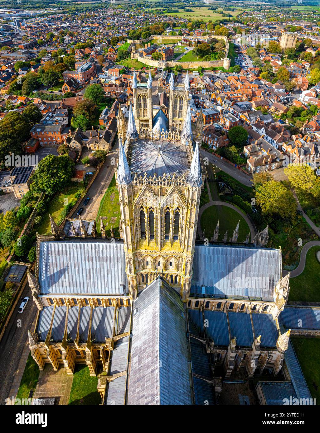 View of Lincoln Cathedral, a Church of England cathedral in ...