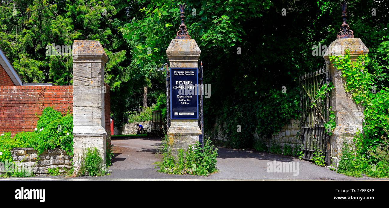 Devizes town cemetery gates, Wiltshire, England. 2024 Stock Photo