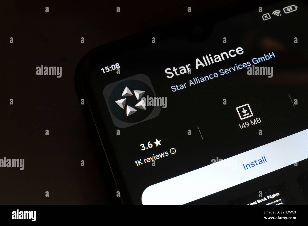November 4, 2024, Brazil. In this photo illustration, the Star Alliance app logo is displayed on a smartphone screen Stock Photo