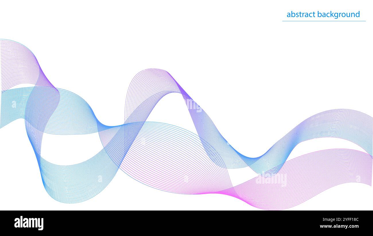 Wavy lines flowing in soft purple and blue shades create an abstract ...