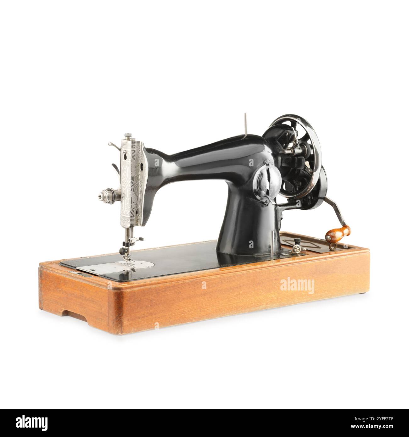 One vintage sewing machine isolated on white Stock Photo - Alamy