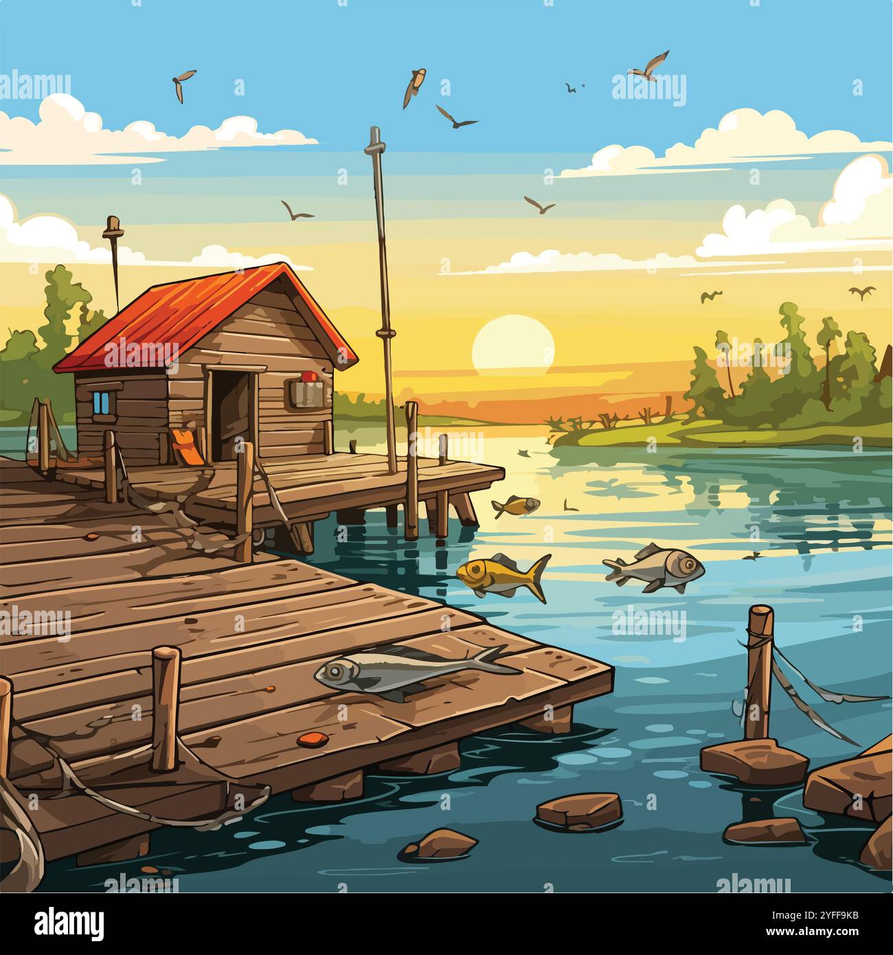 Fish outline art hi-res stock photography and images - Alamy