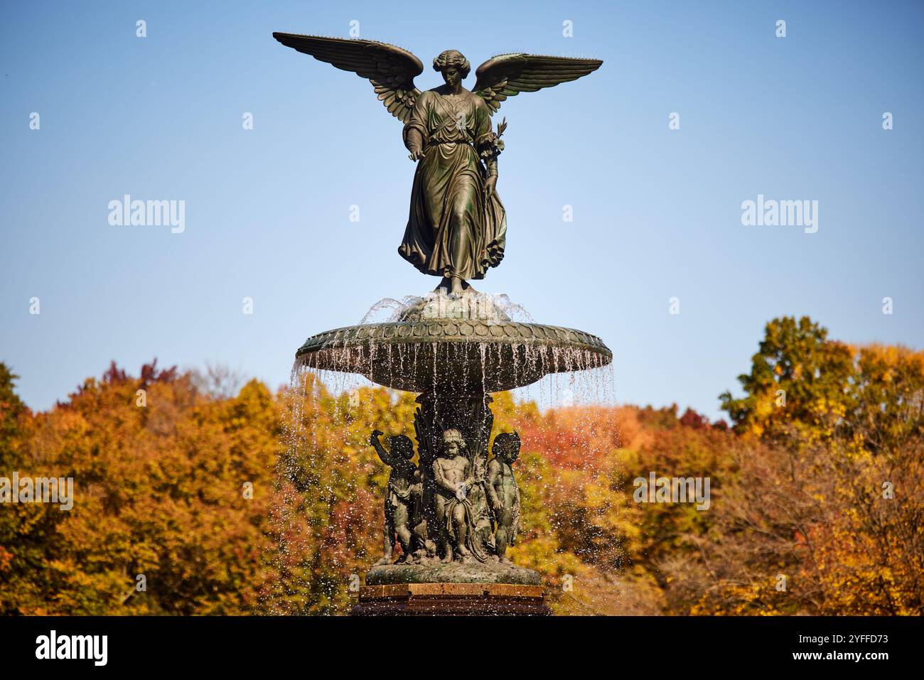 New York central park Bethesda Terrace Cherry Hill fountain Stock Photo ...