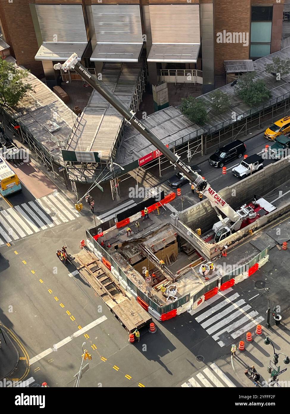 Infrastructure improvements in the park Avenue median on E. 34th St., 2024, New York City, United States - Smartphone Captured Stock Image