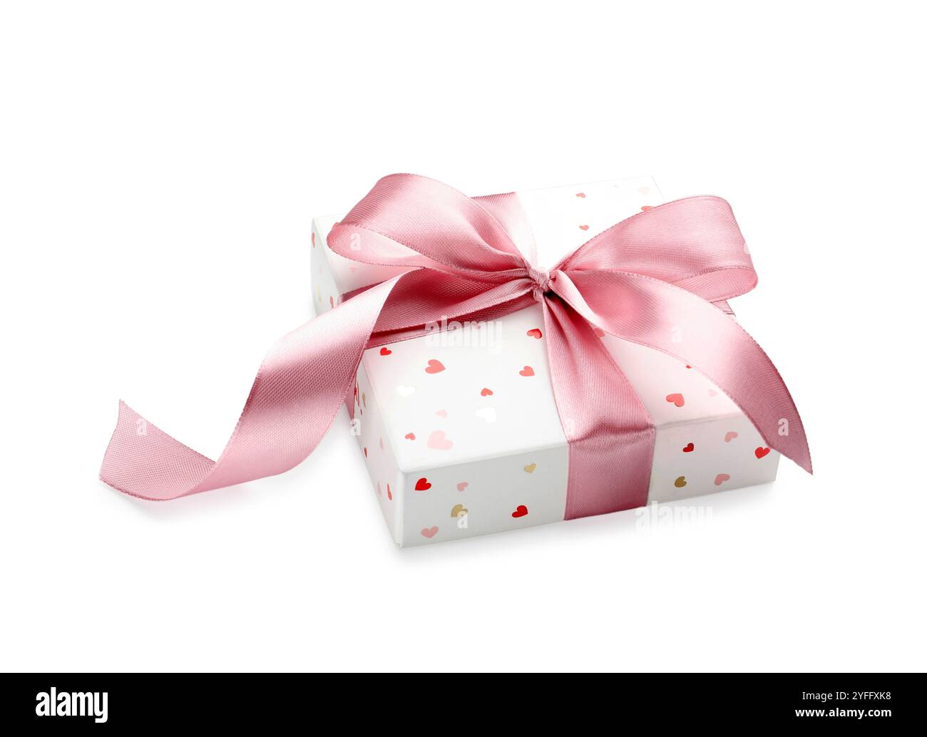 Beautiful gift box with pink bow isolated on white Stock Photo - Alamy
