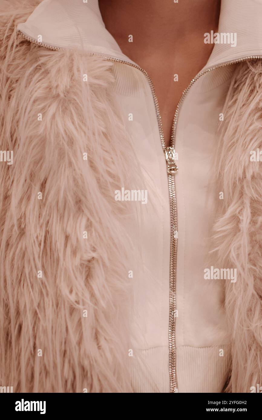 Irene White Furry Coat Set