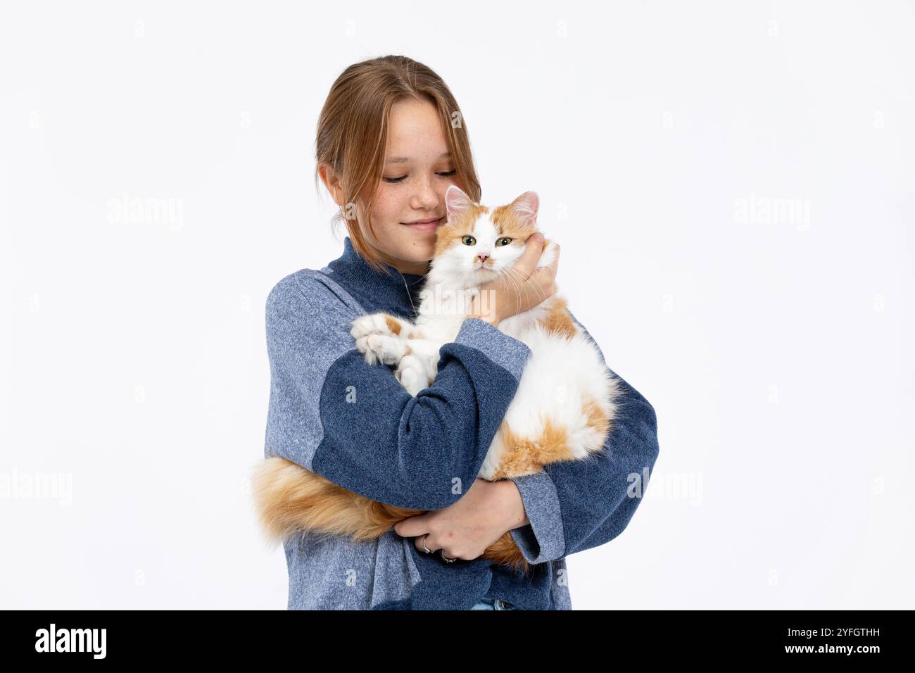 Hugging her cat hi-res stock photography and images - Alamy