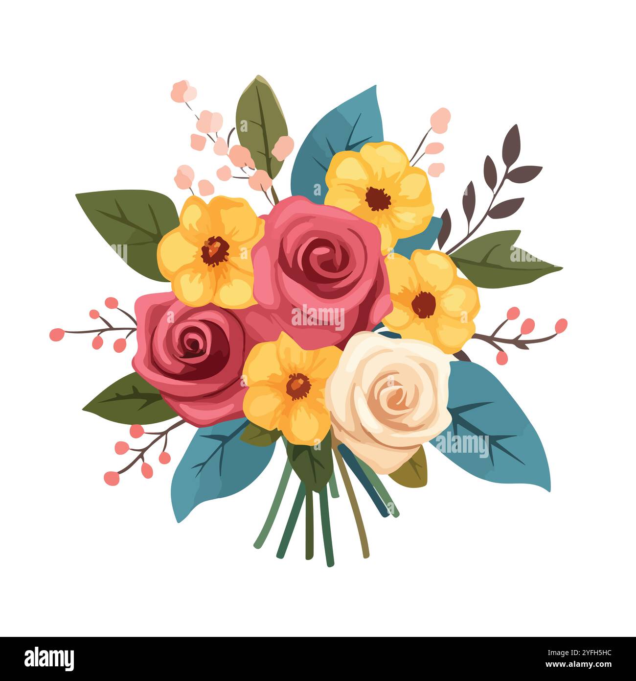 flowers bouquet icon over white background Stock Vector Image & Art - Alamy