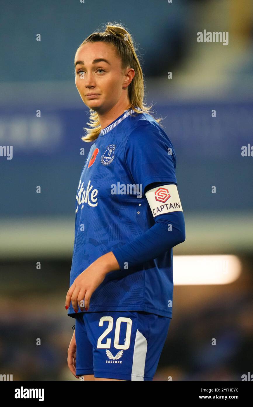 Everton FC v Chelsea FC- Barclays Women's Super League  LIVERPOOL, ENGLAND -   November 2nd   2024   Megan Finnigan of Everton   during the Women's Super League match between Everton FC and Liverpool at Goodison Park on November 2nd  in Liverpool, United Kingdom. (Photo Alan Edwards) Stock Photo