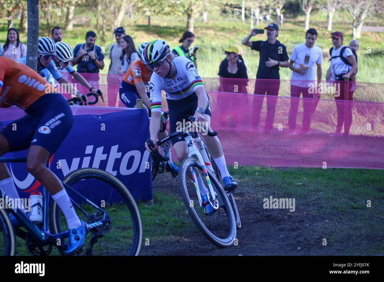 Pontevedra, Spain, 03rd November, 2024: Dutch cyclist Fem Van Empel (1) during the women's elite race of the 2024 European Cyclocross Championships, on 03 November 2024, in Pontevedra, Spain. Credit: Alberto Brevers / Alamy Live News. Stock Photo