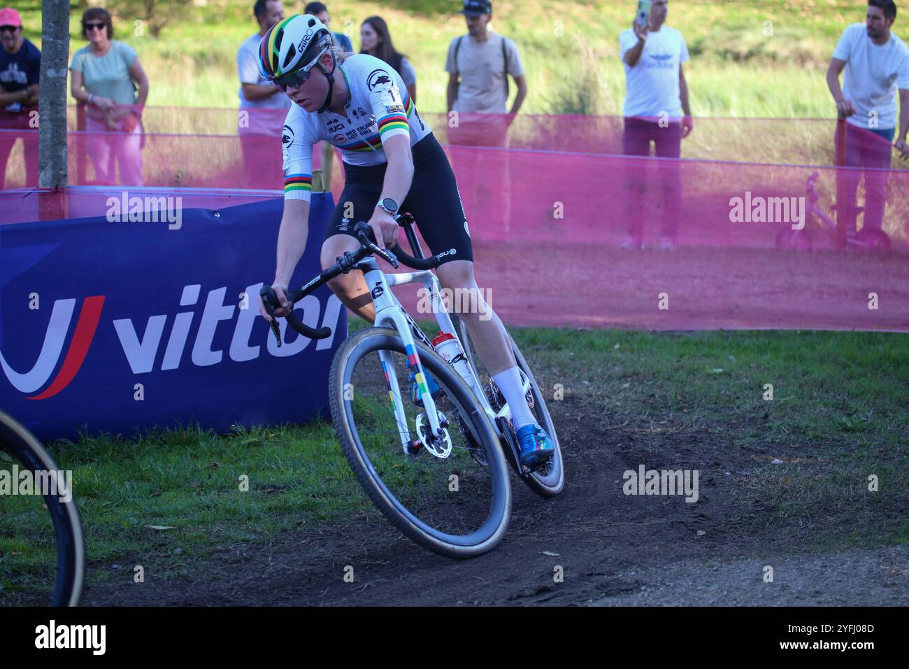 Pontevedra, Spain, 03rd November, 2024: Dutch cyclist Fem Van Empel (1) during the women's elite race of the 2024 European Cyclocross Championships, on 03 November 2024, in Pontevedra, Spain. Credit: Alberto Brevers / Alamy Live News. Stock Photo