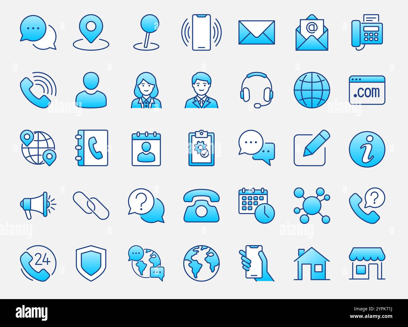 Collection of Communication and Contact Icons for Business and Services ...