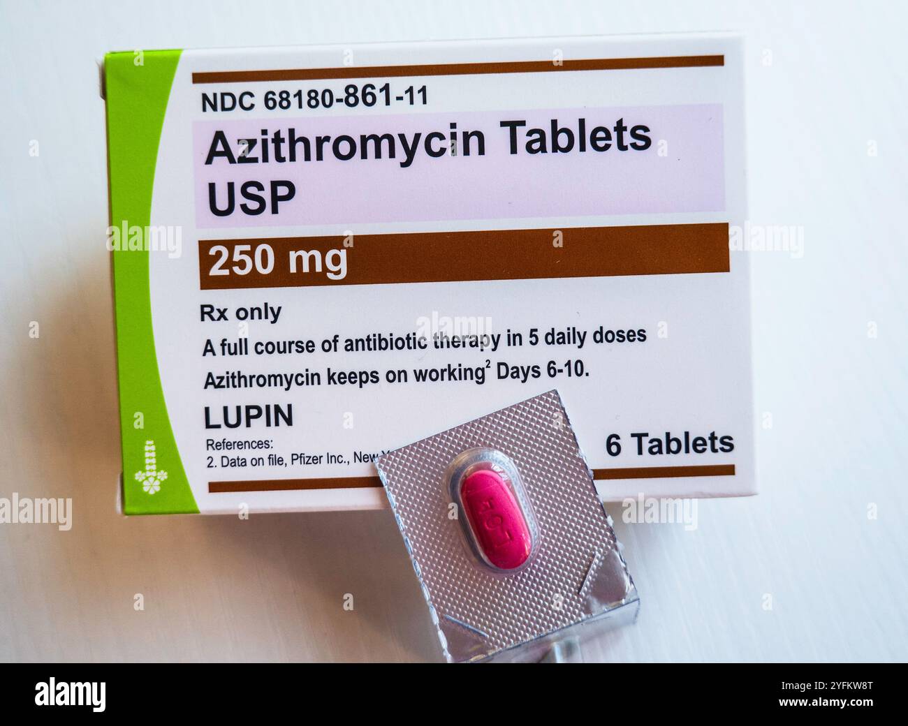 Azithromycin is a fast acting effective anabiotic therapy, 2024, United States Stock Photo