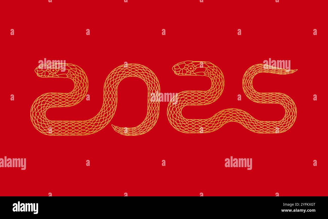 2025 Chinese Year of the Snake Red Cover Stock Vector