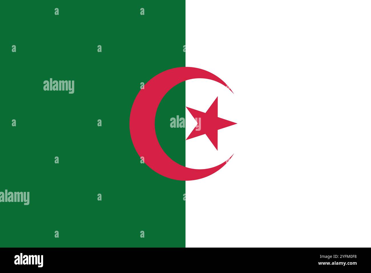 The national flag of algeria featuring a green and white background. - Stock Image