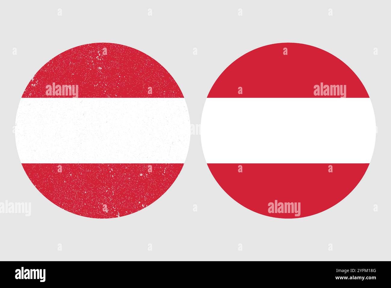 Two austrian flags displayed side by side on a gray background. - Stock Image