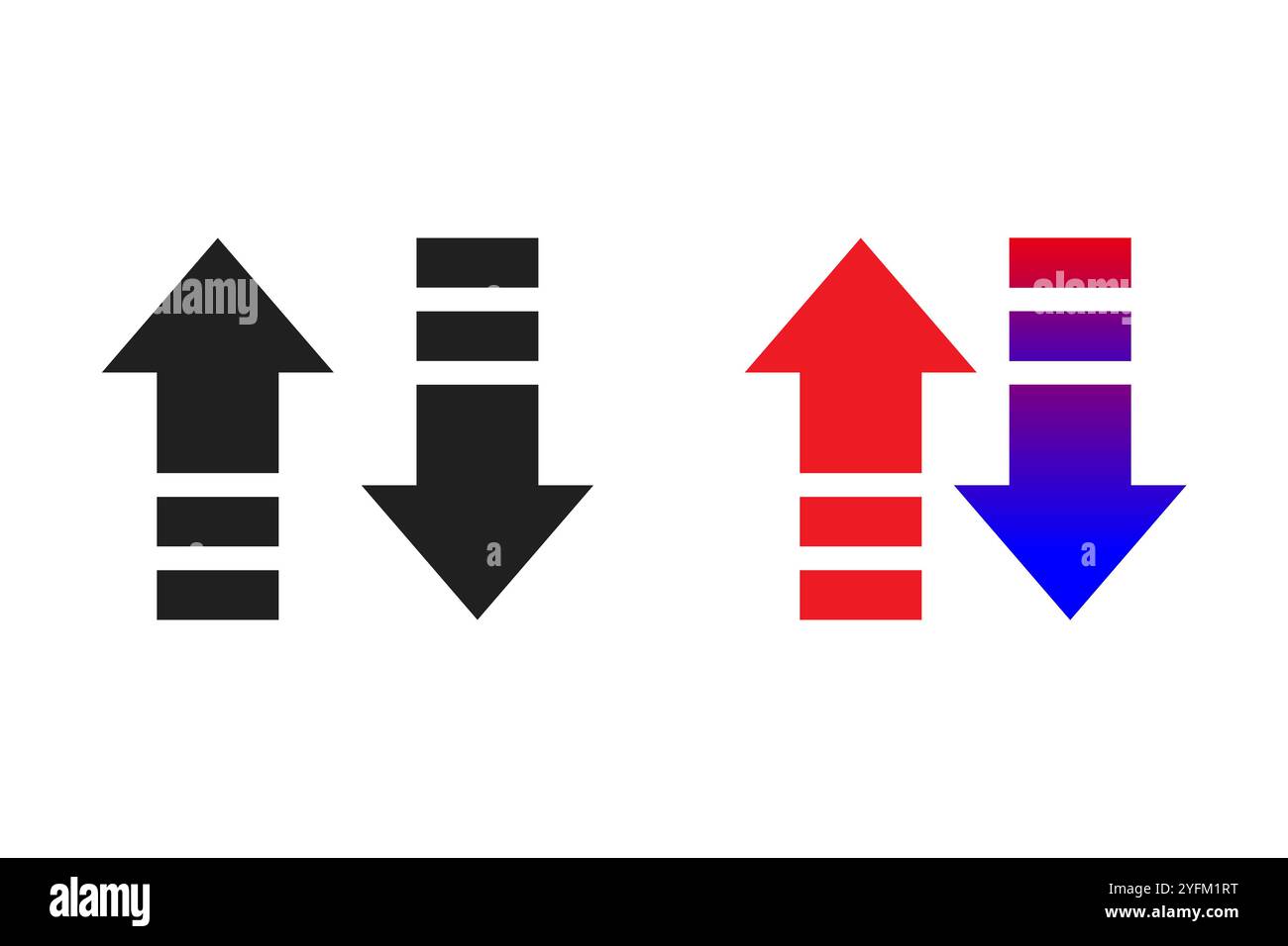 Four arrows pointing in different directions with striped patterns. - Stock Image