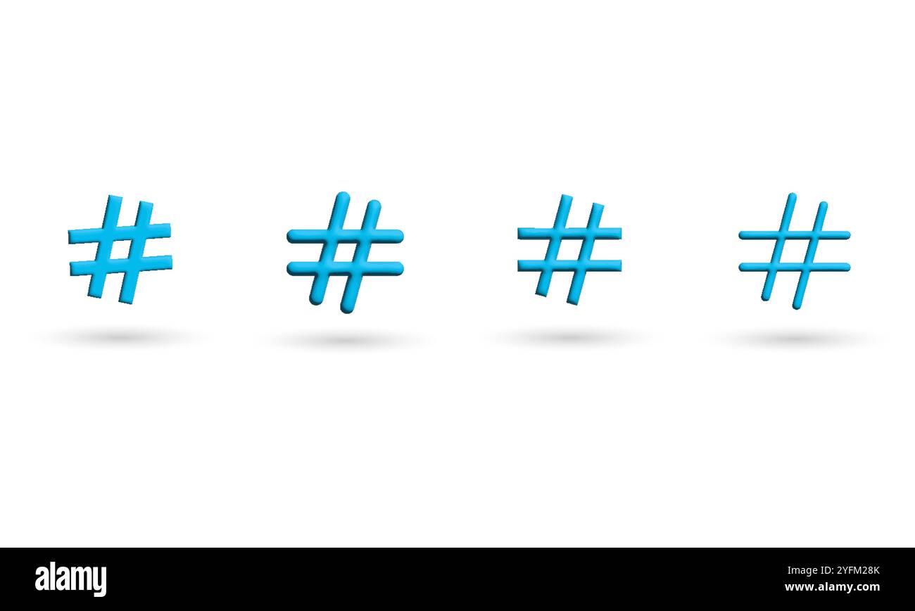 3D Hashtag icon. Hashtag sign and symbol vector illustration. - Stock Image