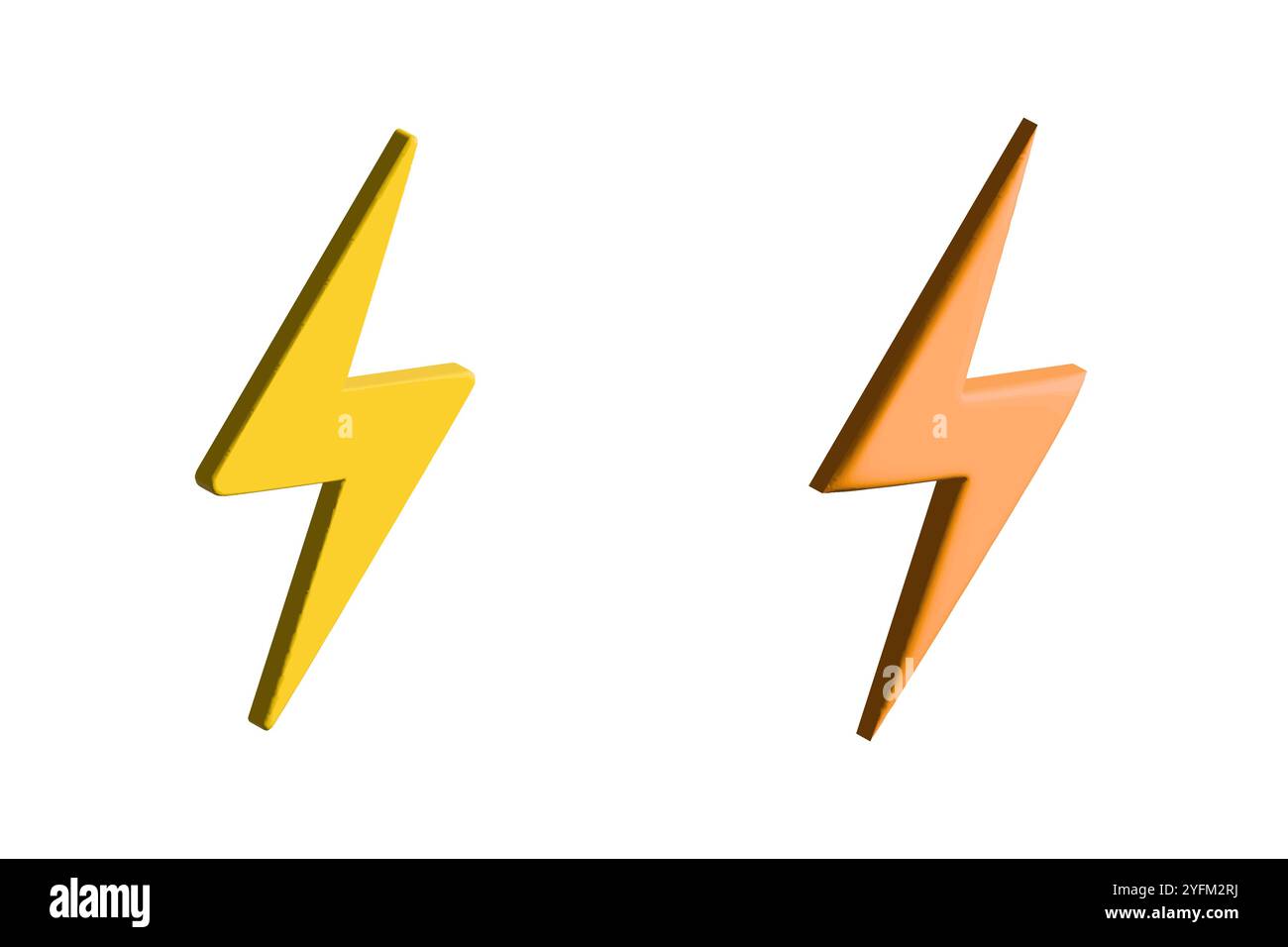 3D Yellow and Orange Lightning Bolt Icon Set Vector. Stock Vector