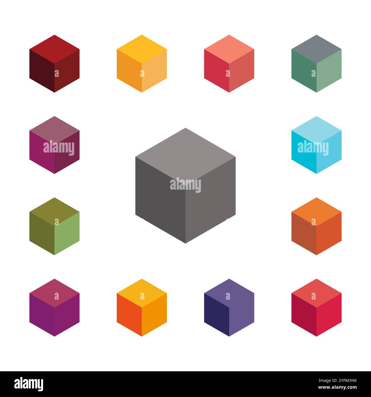 Isometric cube square in more colors illustration. Colorful 3D cubes ...