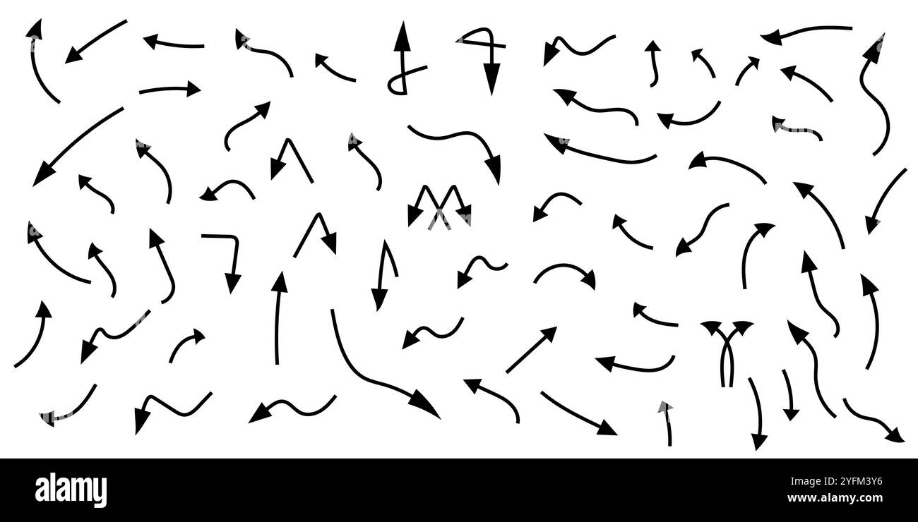Hand drawn arrow icons doodle design elements. Diverse hand-drawn arrow ...