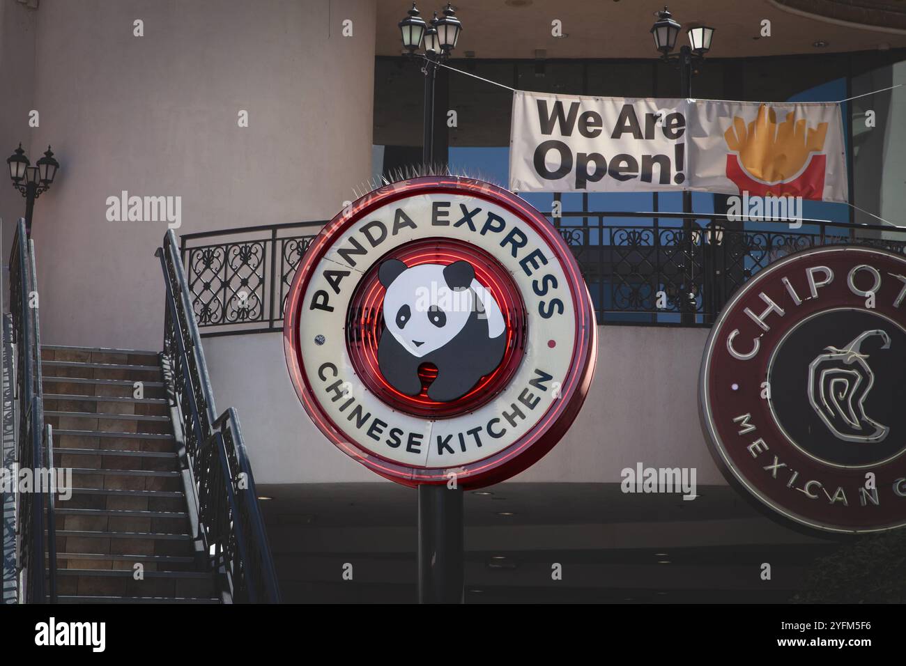 LAS VEGAS - AUGUST 19, 2024: Panda Express logo is displayed in front of their restaurant in Las Vegas. Panda express is a chain of fast food speciali Stock Photo