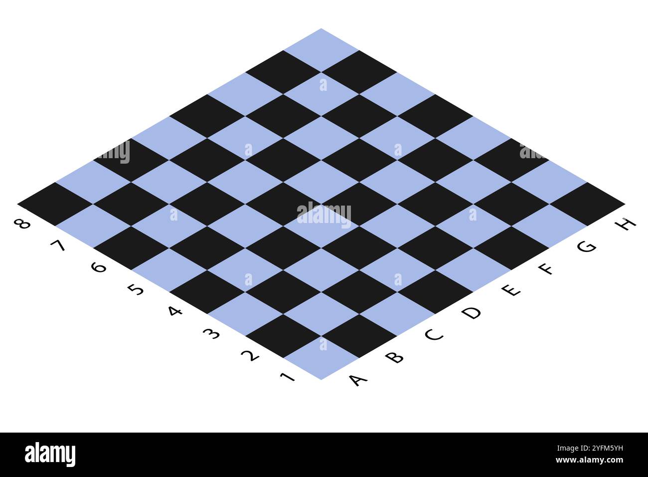 Perspective View of a Checkered Chessboard. Stock Vector