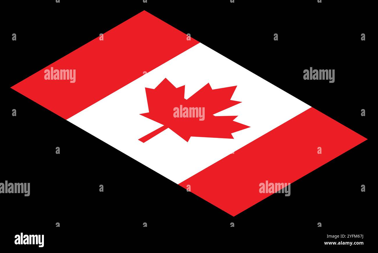 Official Flag of Canada, Red and White Colors. Stock Vector