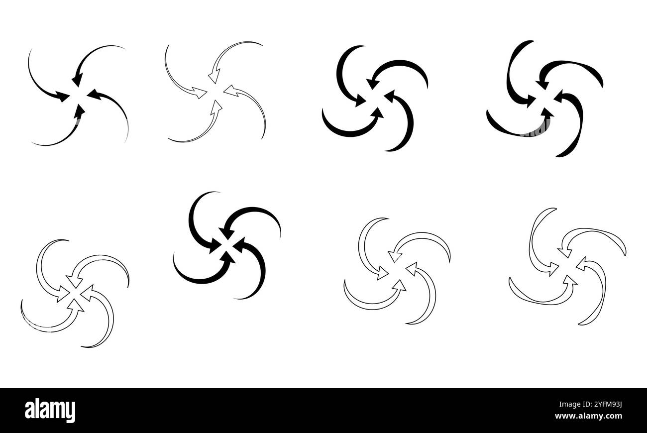 Collection of six unique, stylized arrow designs. Stock Vector