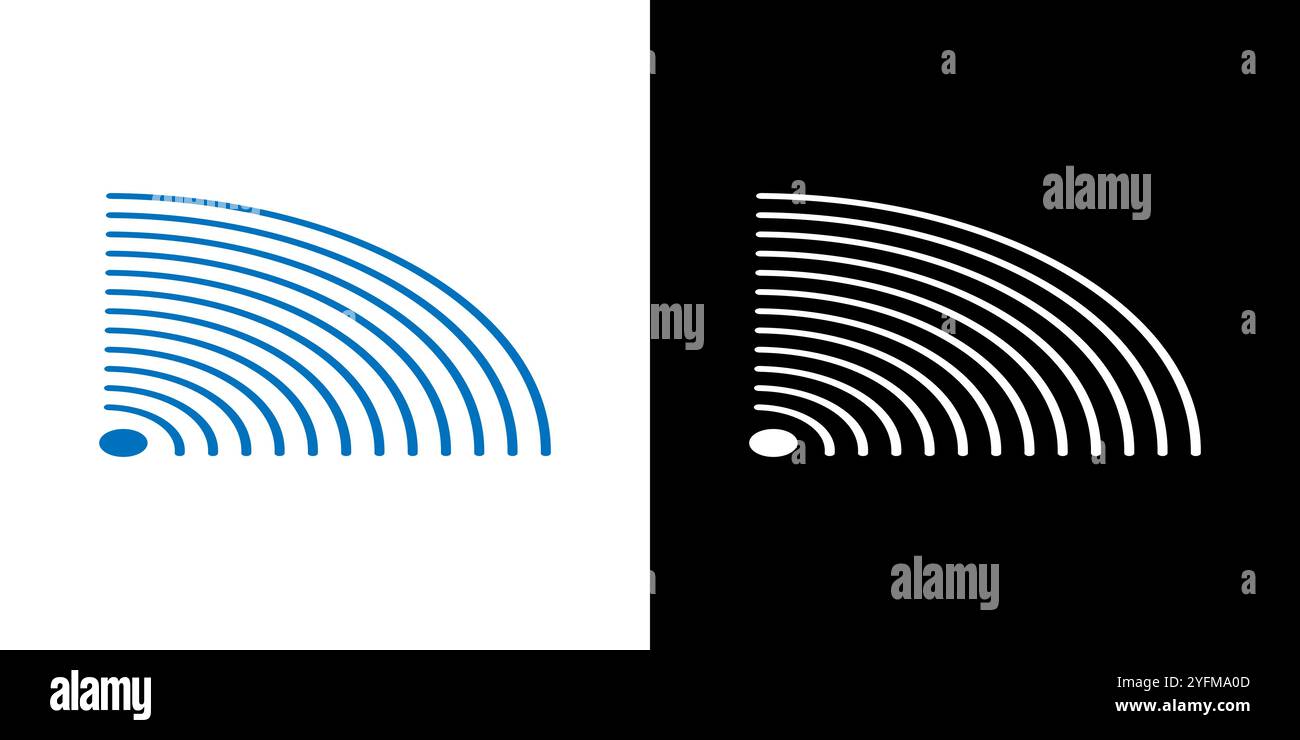 Wireless Signal Coverage Icon in Blue and Black and White Stock Vector ...