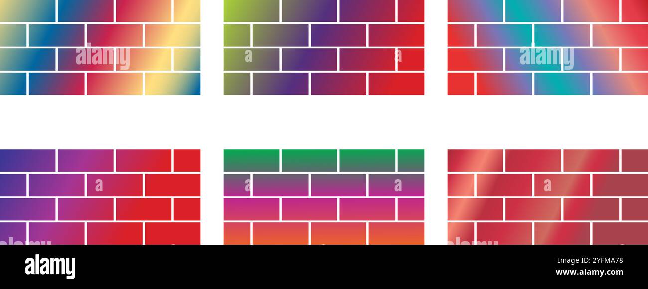 Six variations of brickwork patterns in black and white Stock Vector ...