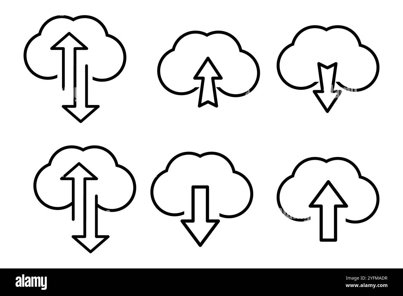 Simple Cloud Upload and Download Icons Set. Stock Vector