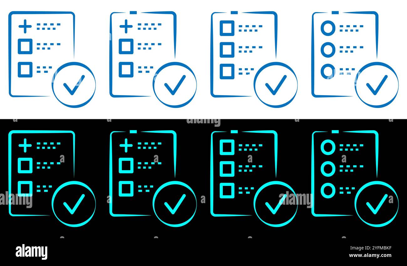 Set of Document Icons with Checkmarks and Crosses Stock Vector Image ...