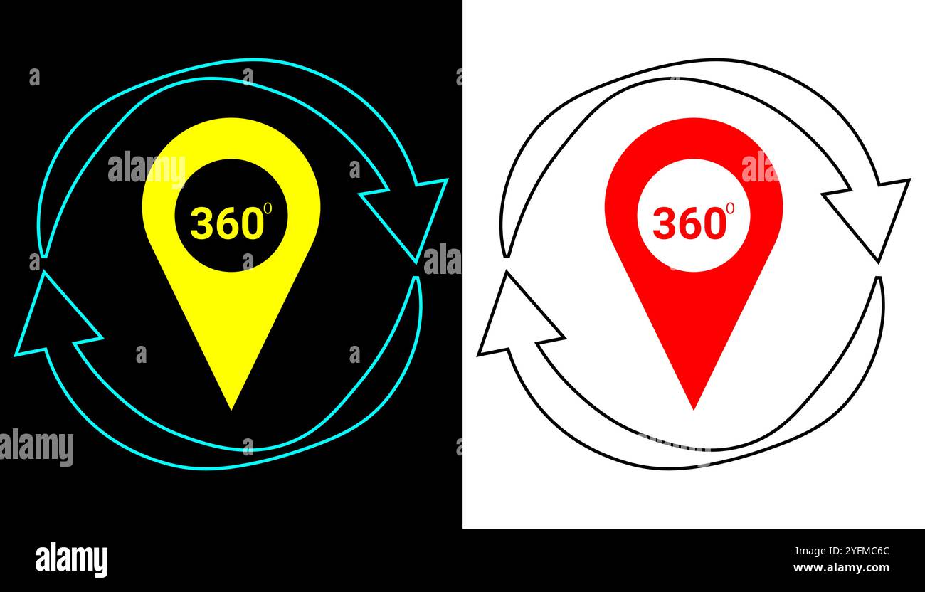 Rotating map pin anywhere and anytime icon illustration Stock Vector ...
