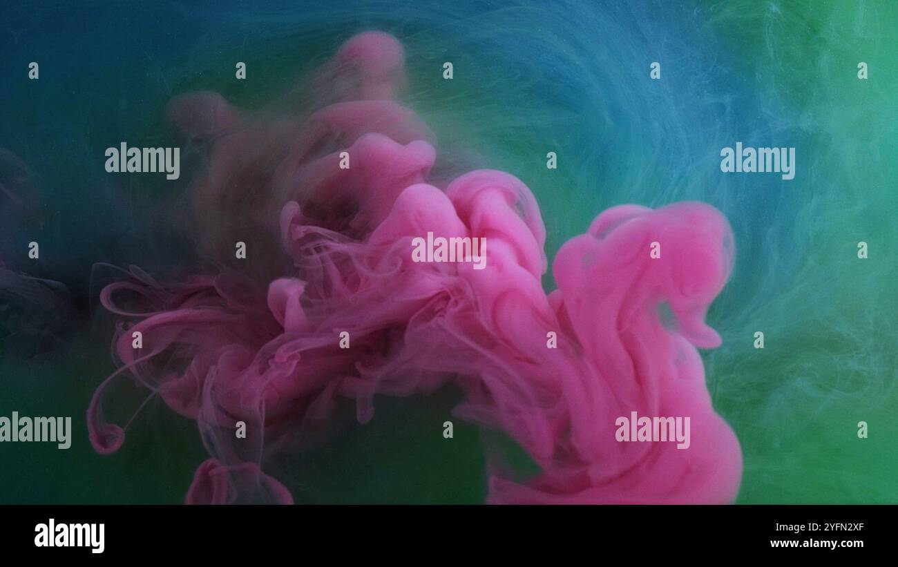 Burning sky. Realistic pink. Liquid enveloped in contrasting vivid ...