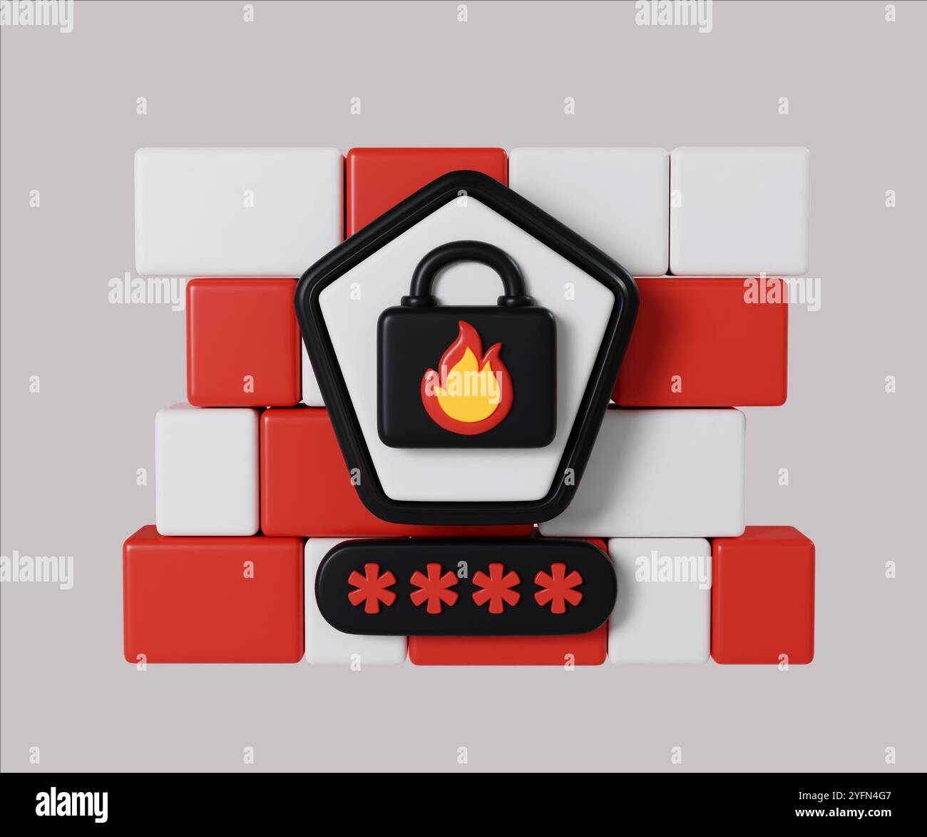 Firewall Security and Encryption Concept 3D Render Stock Photo - Alamy