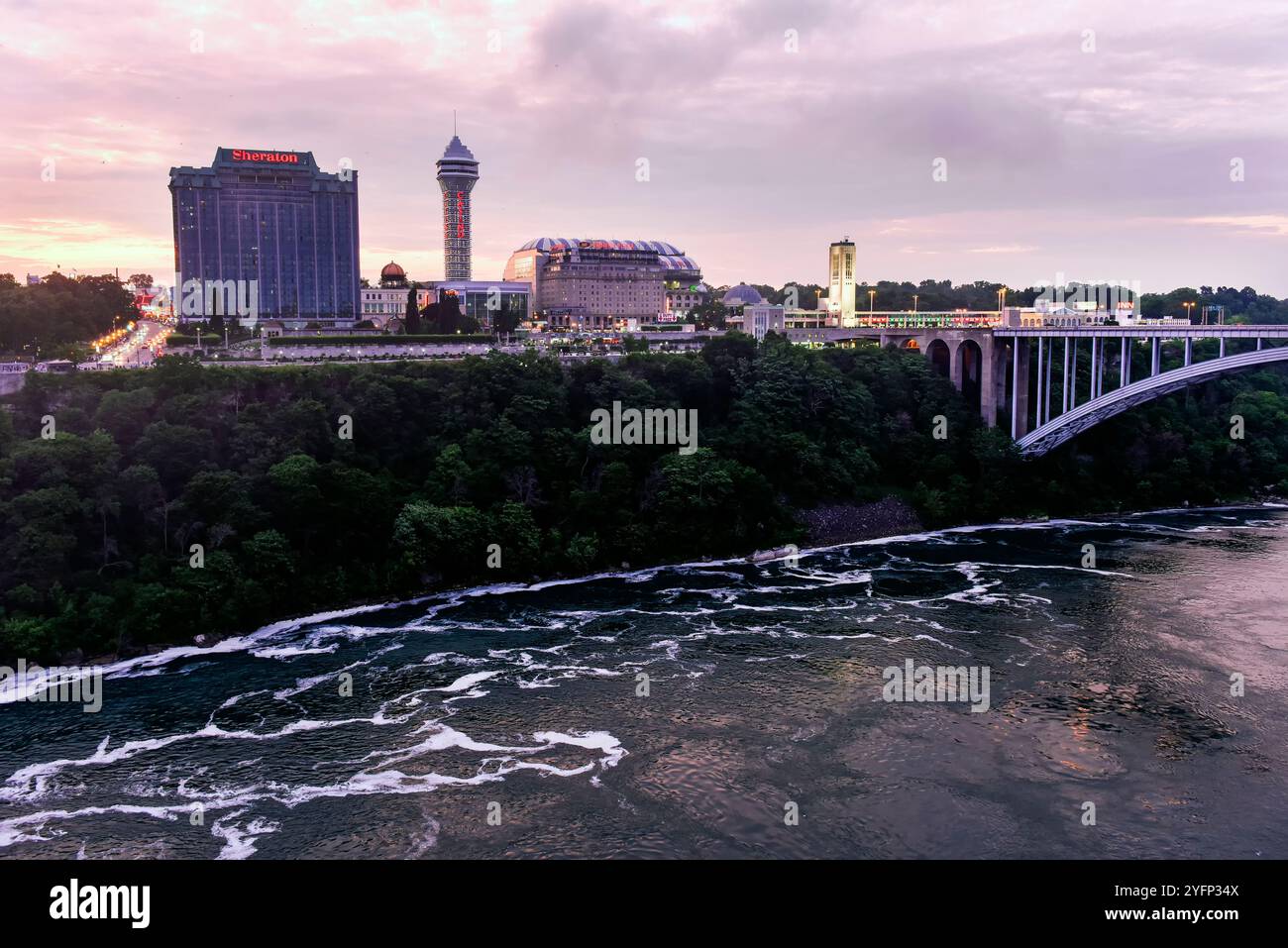 Looking at Canada from Niagara Falls, New York Stock Photo