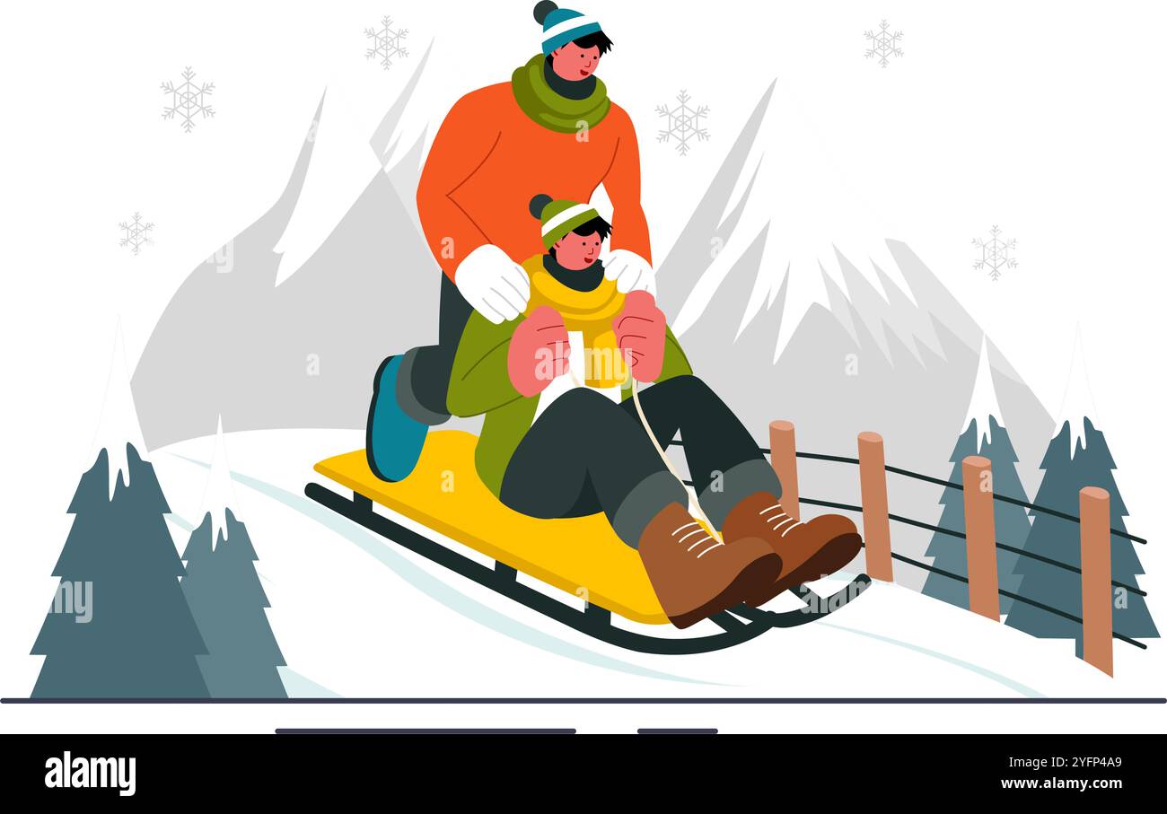 Sled Riding Images Luge Sled Race Athlete Winter Sport Vector Illustration featuring an ...
