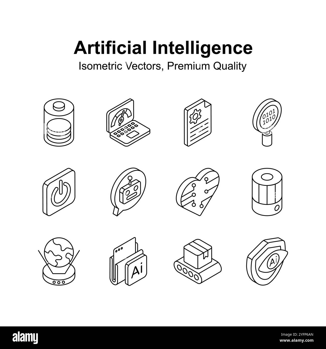 Premium isometric icons set of artificial intelligence, ready to use ...