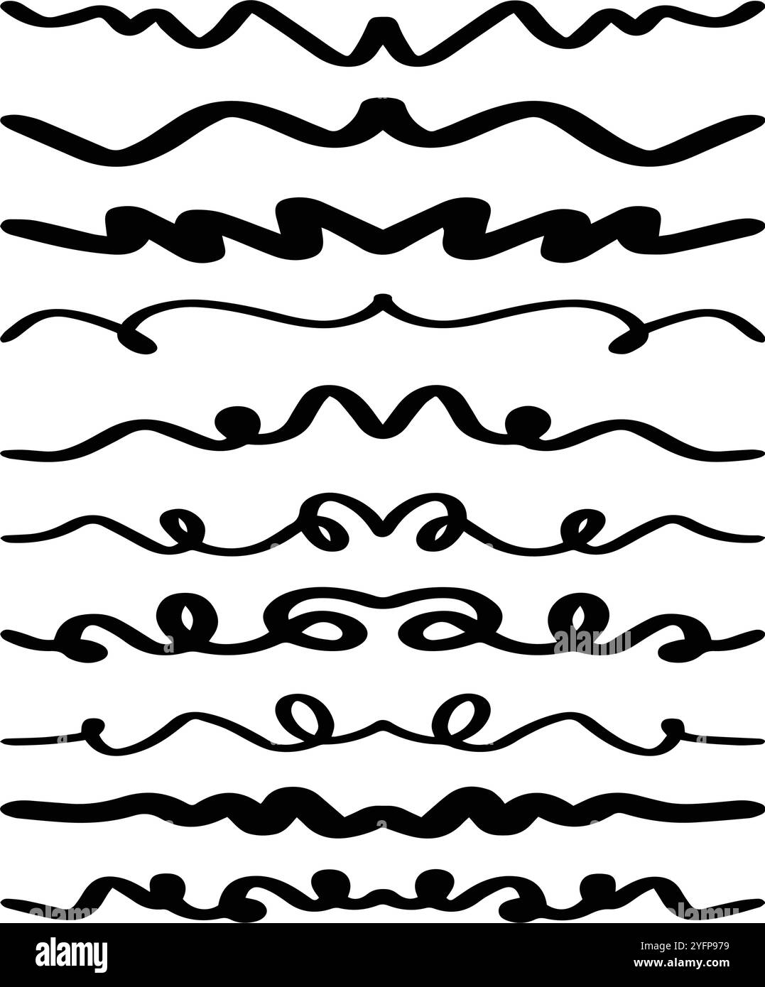 Hand drawn divider icon vector illustration design element of swish ...