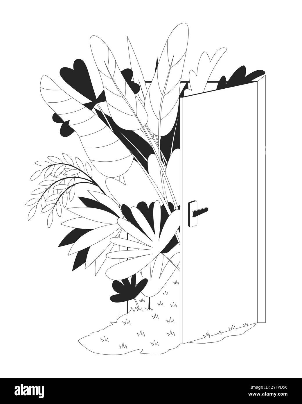 Future of environmental sustainability linear illustration Stock Vector