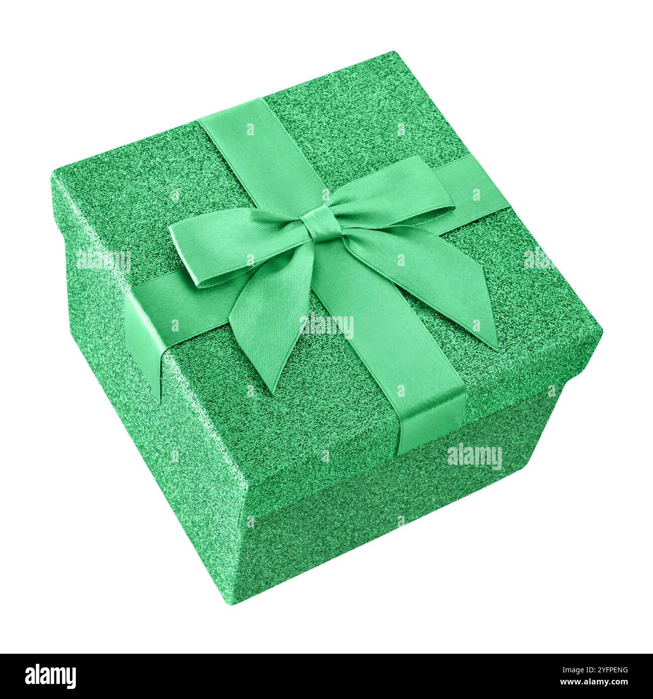 Green gift box isolated on white background Stock Photo