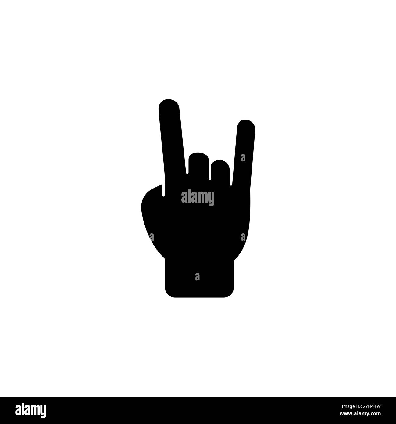 Heavy Metal Horns Hand, Rock Roll Gesture Solid Flat Vector Icon Isolated on White Background. Stock Vector