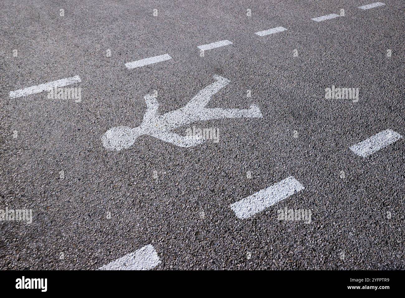 Pedestrian crossing in a city. Floor painting.. Stock Photo