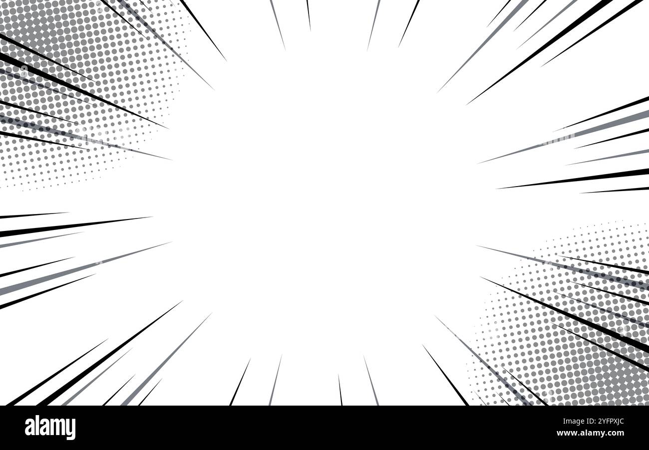 Cartoon halftone line. Comic lines. Concentrated frames. Superhero hero ...